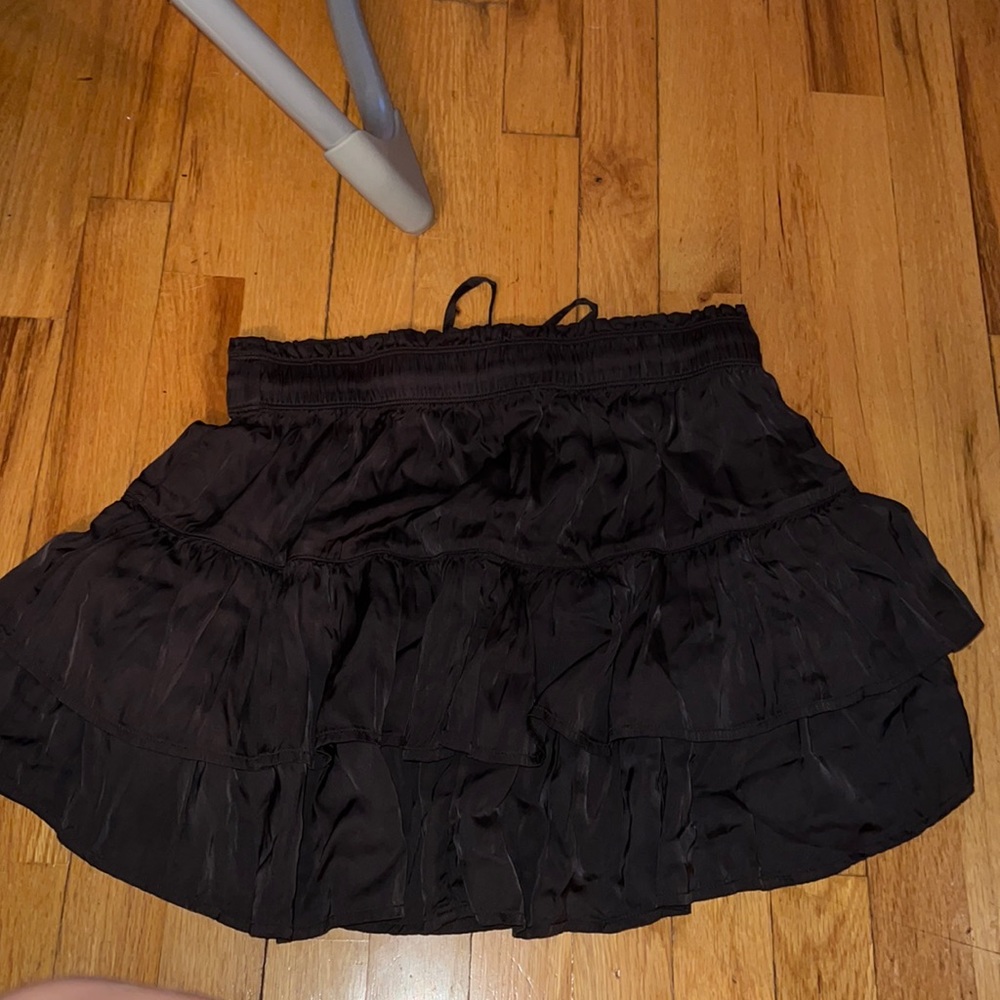 Aerie | Sweet ‘N’ Silky Satin Black Ruffle Skirt Medium - Picture 7 of 7